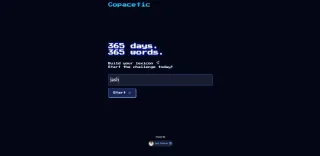 Copacetic vocabulary app welcome screen reading 365 days, 365 words.