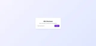 URL Shortener interface with a URL input and Shorten button.